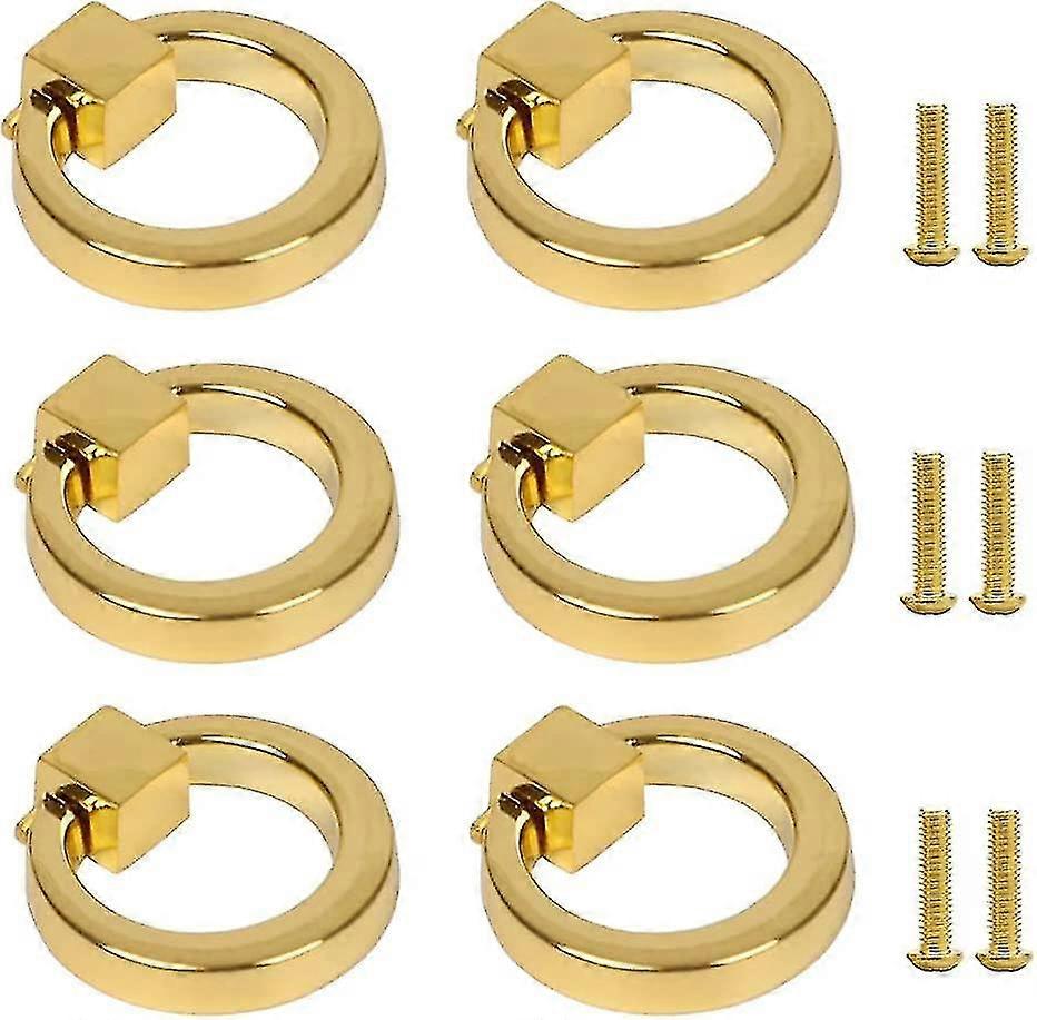 6 قطع أثاث مقابض سحب مقابض أثاث ذهبي مقبض درج خواتم مقبض مطبخ خزانة مقابض مضمد مقبض ديكور على الطراز الحديث مع مسامير
