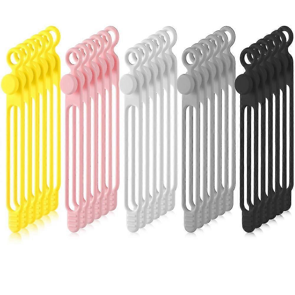 40pcs Cable Tie Silicone Reusable Holder Strap Adjustable Cable Straps Multipurpose Cable Organize