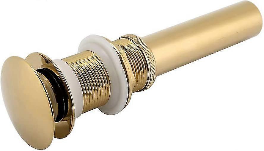 Pop Up Waste, Pop Up Drain Assembly For G1 1/4" Brass Bathroom Sink Without Overflow(gold)
