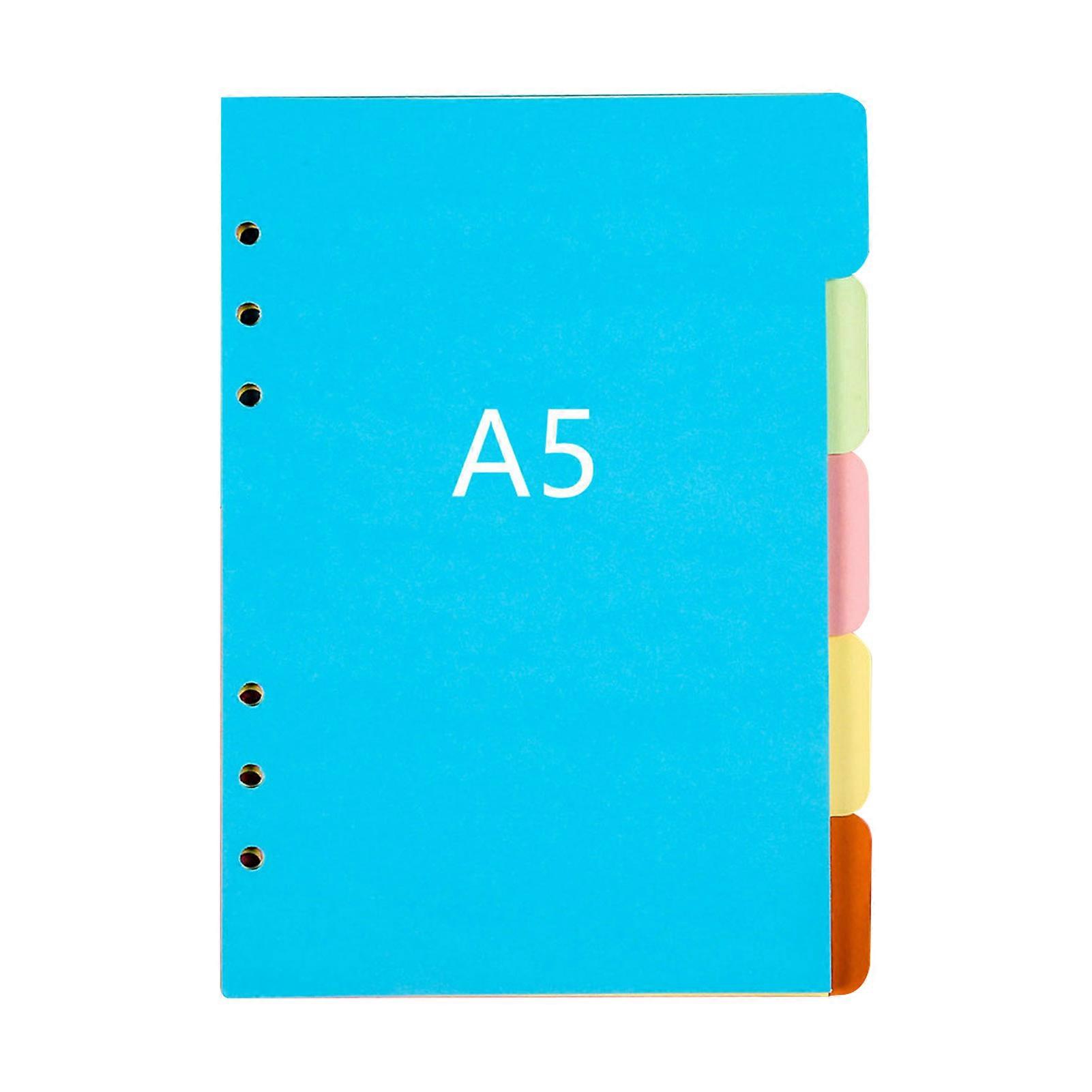 5Pcs Colored Ring Binder Dividers with Tabs Plastic Index Separator Pages 6-Ring Binder Macaron Pastel Page Dividers Writable Labels