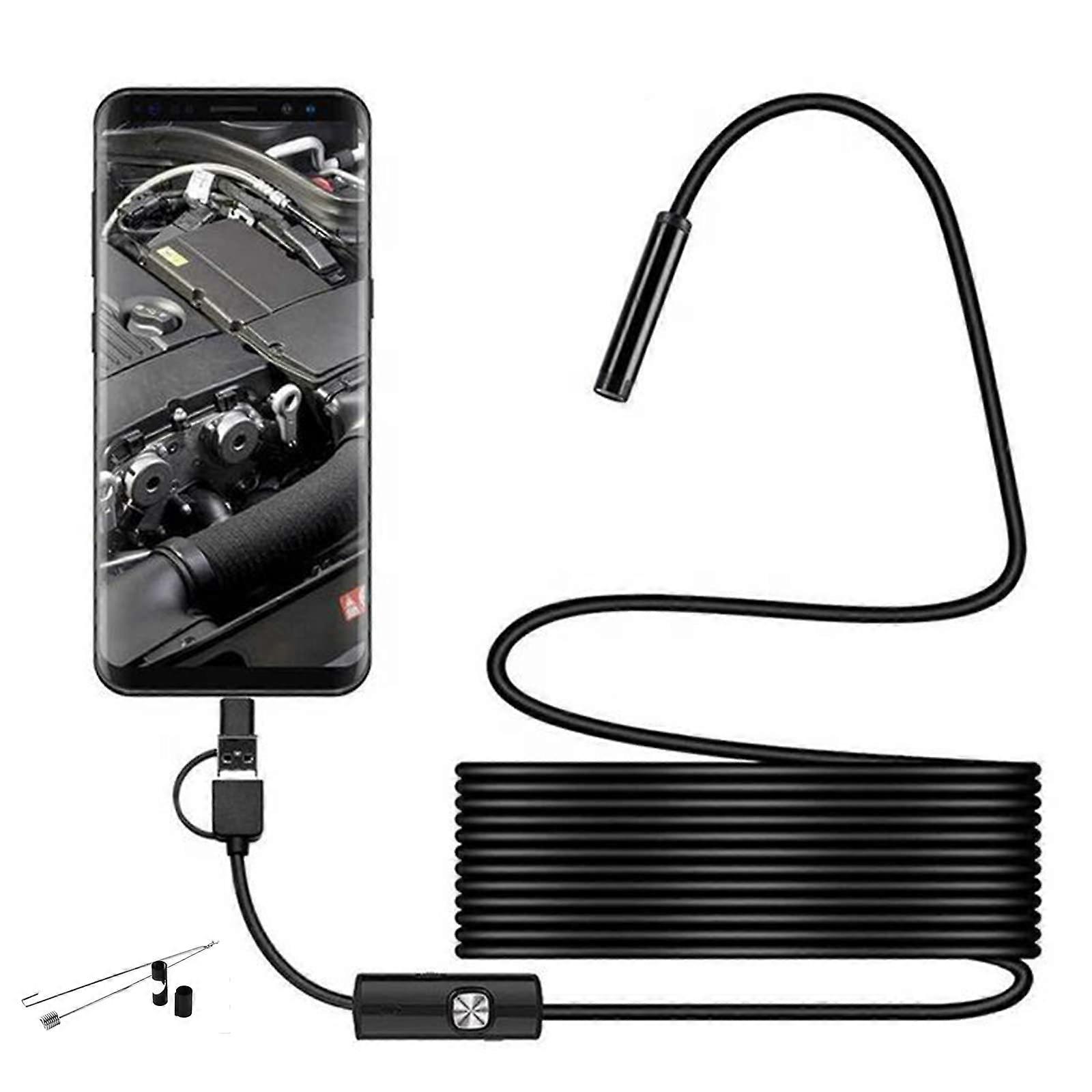 5m, 3 in 1 Type-C USB Inspection Camera, 6 Adjustable LED Lights, Inspection Camera