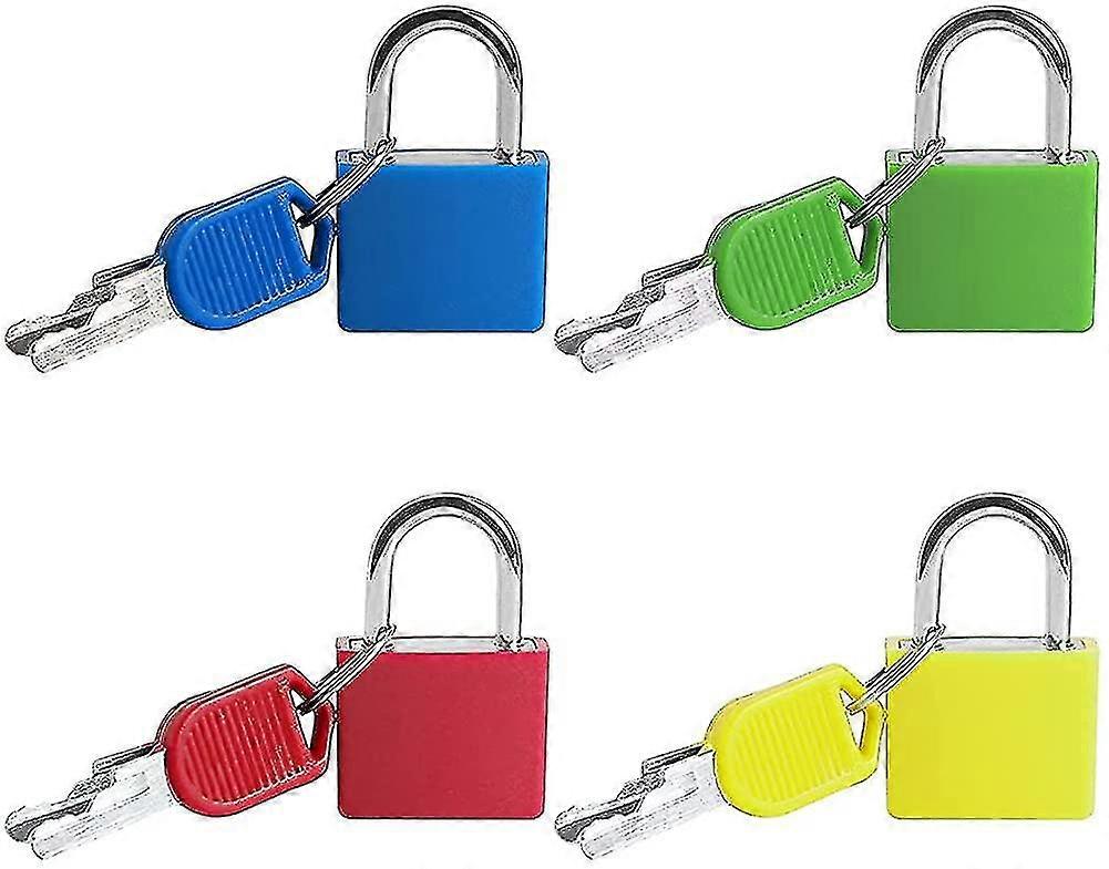 4Pcs Suitcase Lock, 4 Colors Mini Padlock With Key Small Locks For Schoolbag