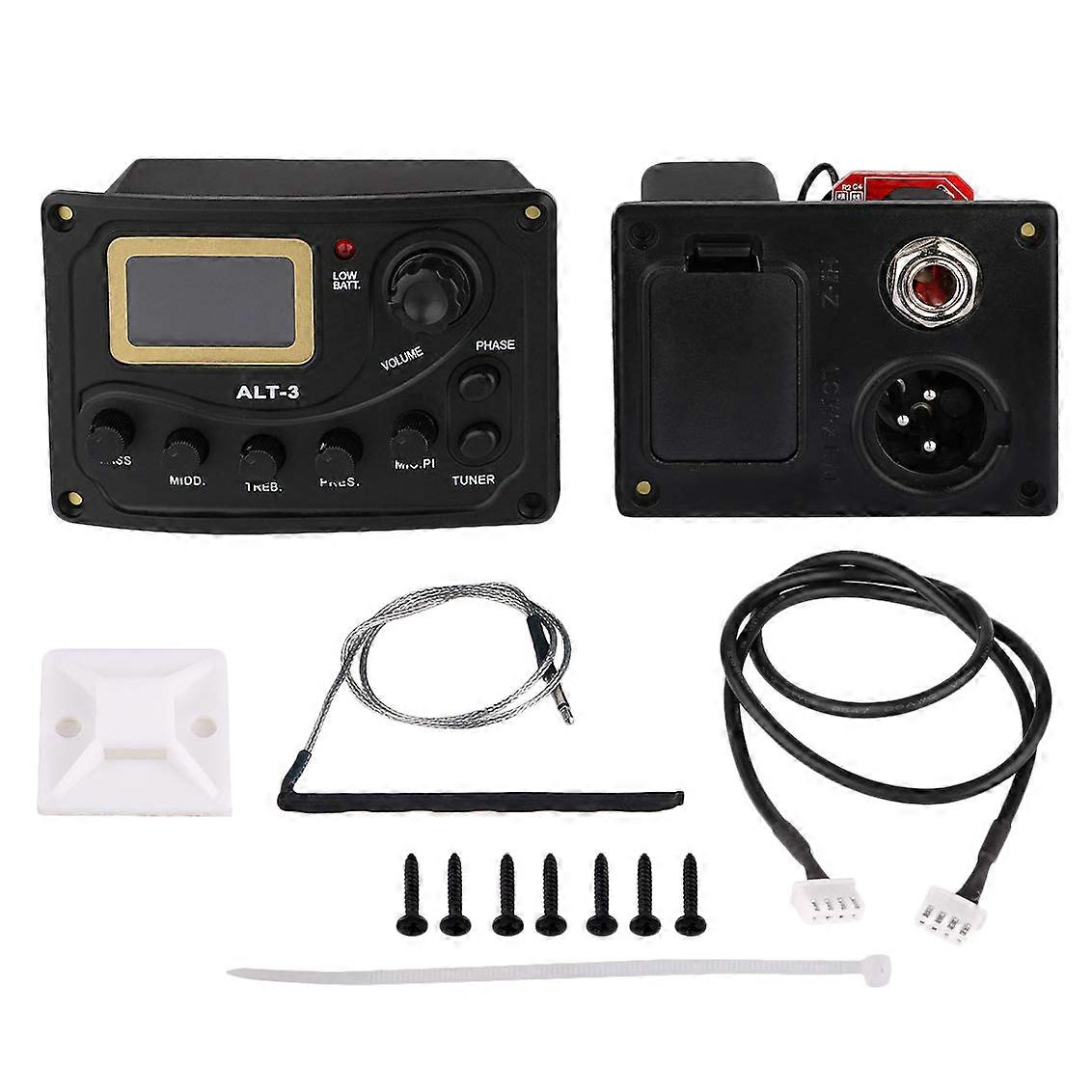 Acoustic Guitar Pickup Tuner 5-Band Eq Equalizer Acoustic Guitar Preamp Piezo Pre-Amp Amplifier Sys