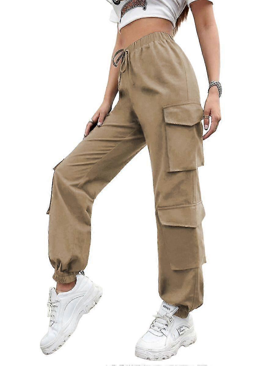 High Street Hip Hop Women's Pants Trendy Pants Multi-pocket Street Workwear Pants Loose Straight Leg Drawstring Pants