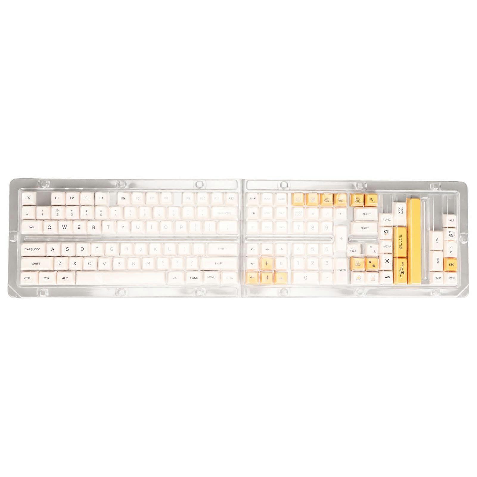 140 Key Keycaps Bee Pattern XDA Height Thermal Sublimation PBT Keycaps Yellow White DIY Keycaps for Mechanical Keyboard English