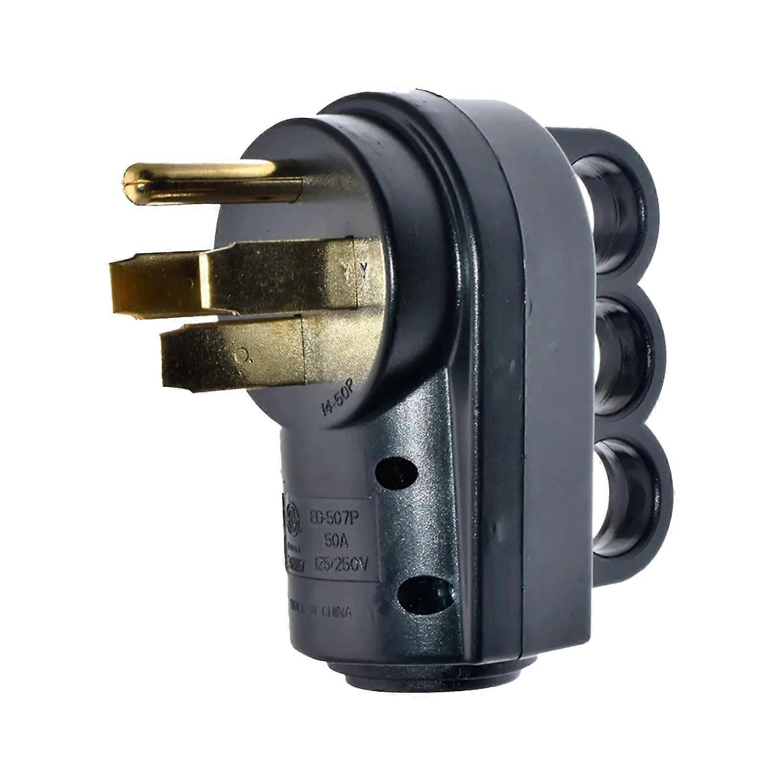 50 Amp Male RV Replacement Plug for Camper Trailer NEMA 14-50P with Easy to Grip Handle Professional Heavy Duty 125/250V