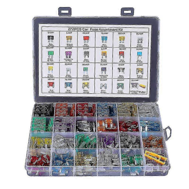 272pcs-car Blade Fuse Assortment Kit,fuses-standard &mini Low Profile (2a/5a/10a/15a/20a/25a/30a/35a) - JA