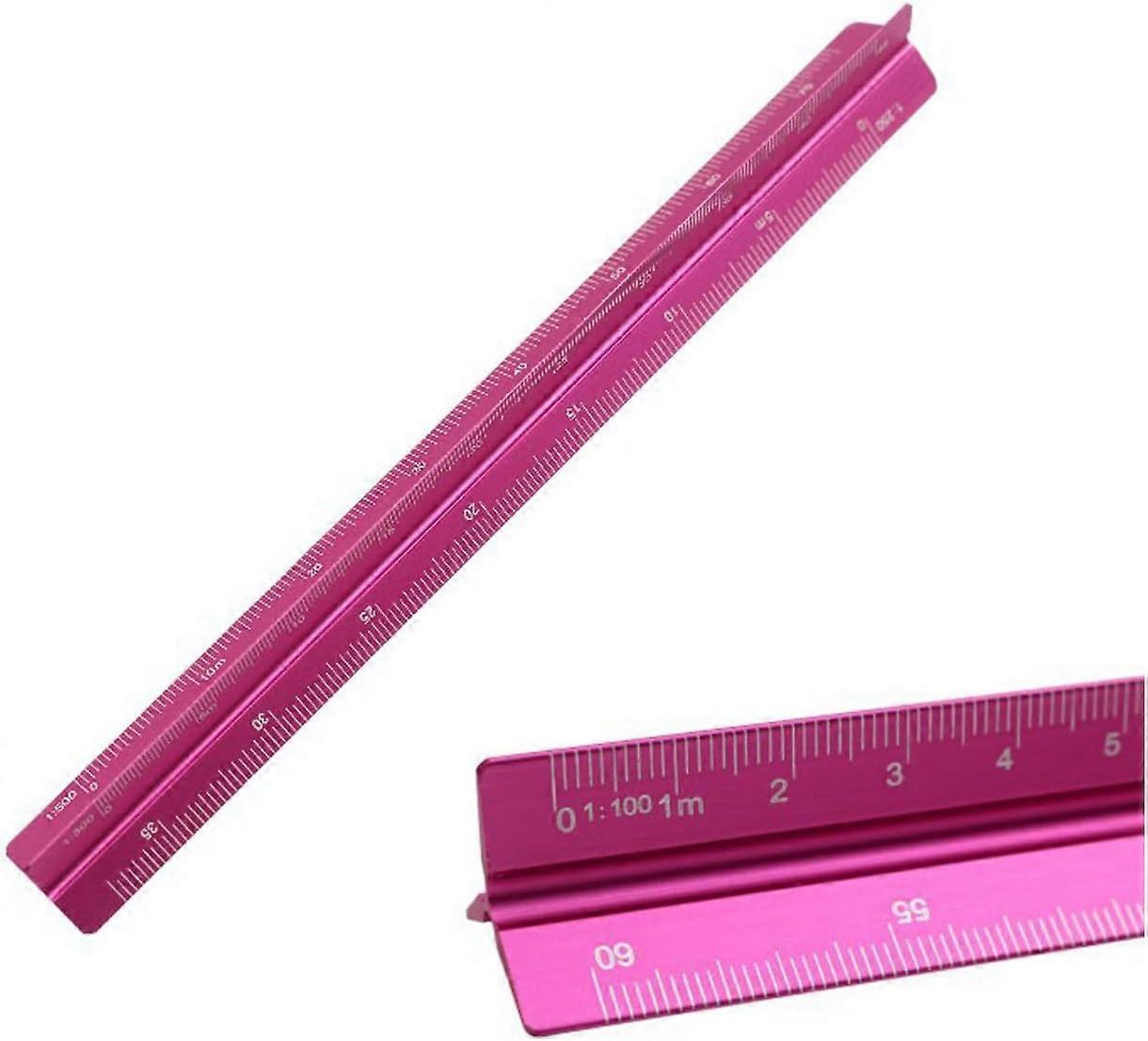 PURZEN Metal Scale Ruler, Aluminium Architectural Scale Rule for Cutting for Architects, Draftsman And Students,Pink,30CM [Energy Class A]