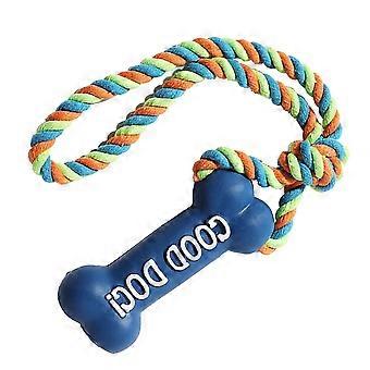 Dog Chew Toy for Puppy 11.4in Bone Style Silicone Noise Making Rope Bright Colors Safe Small Pet