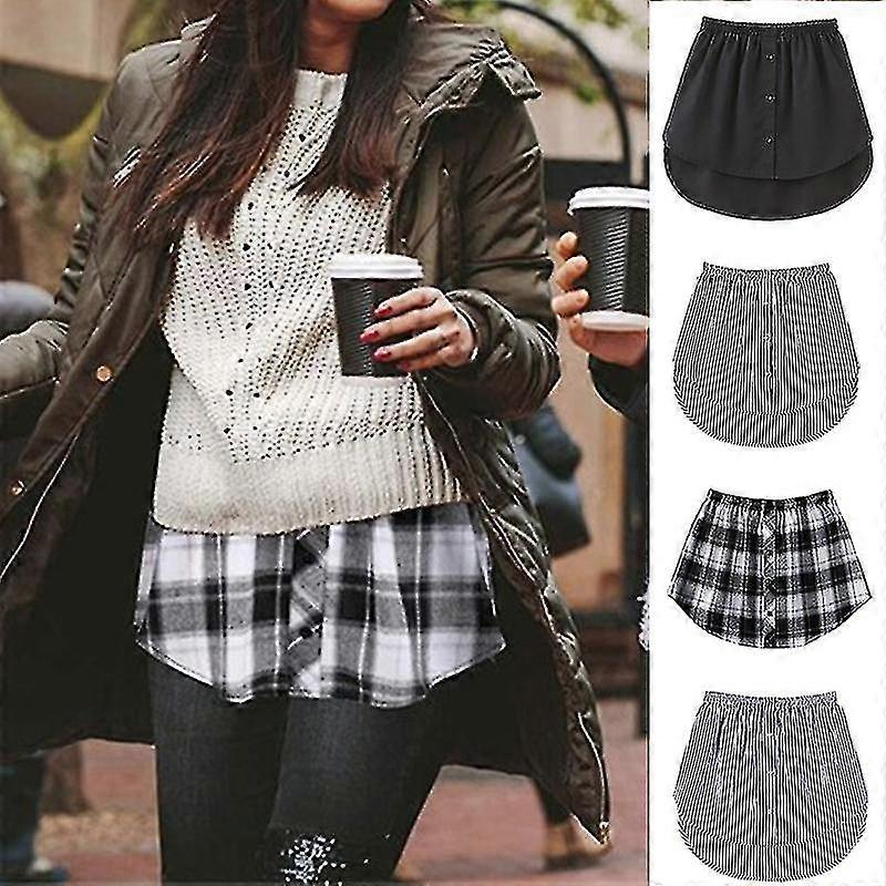 Extensores de camisa ajustáveis Camadas falsas tops inferior varrer bainha com mini saia de cintura elástica