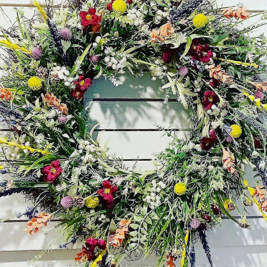 Spring And Summer Wreath On The Door