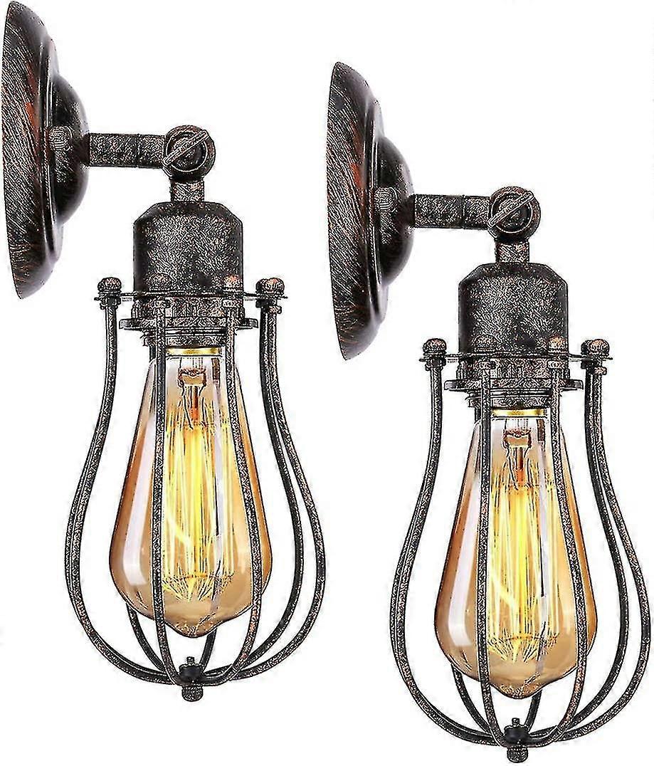 2-Pack Industrial E27 Wall Lights, Shade Cage Pendant Retro Ceiling Lights