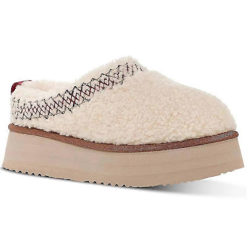 Women's Platform Slippers Mini Boots Braid Slippers With Plush Fleece Lining