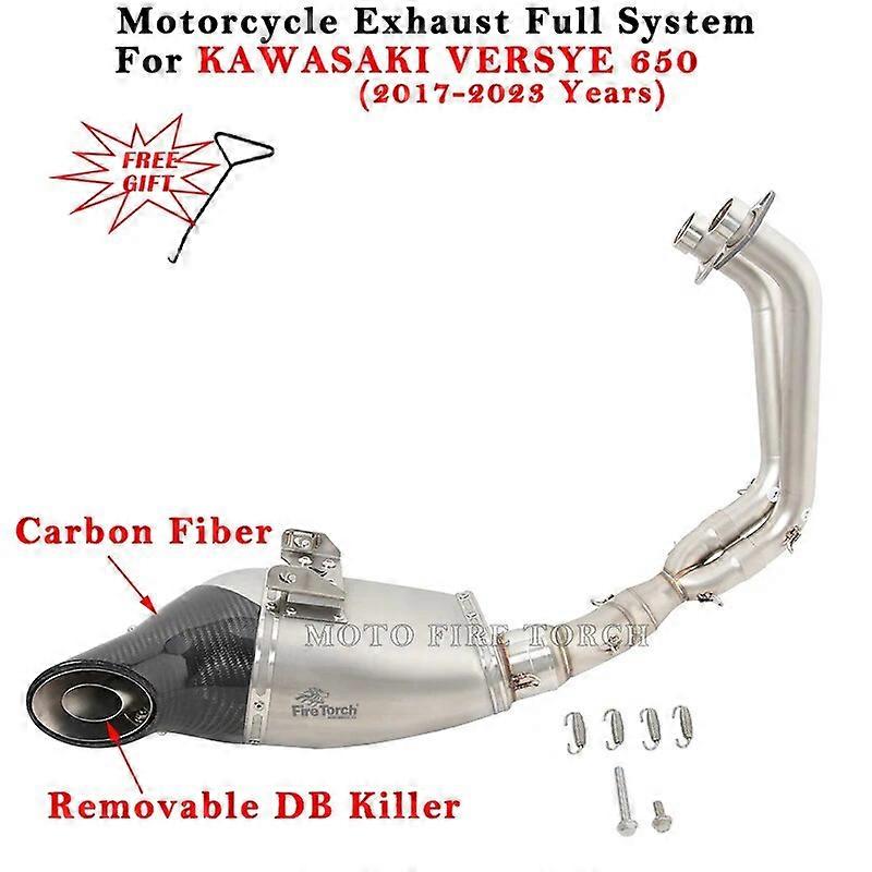 Motorrad Auspuff Flucht modifiziert Voll system Schall dmpfer Front Link Pipe DB Killer fr Kawasaki Versys 650 2017-2021 2022 2023