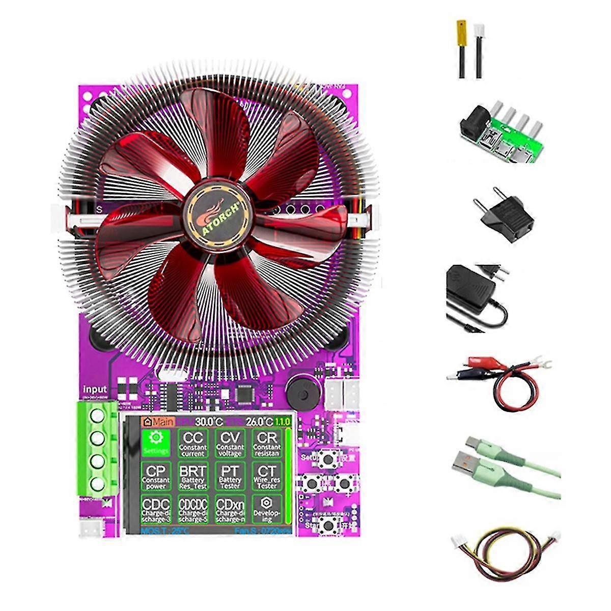 Atorch Cl24r 150w 4-wires Battery Capacity Tester Wifi Tuya 2.4inch Tft 1.2v Smart Electronic Load Tester Standard Eu Plug