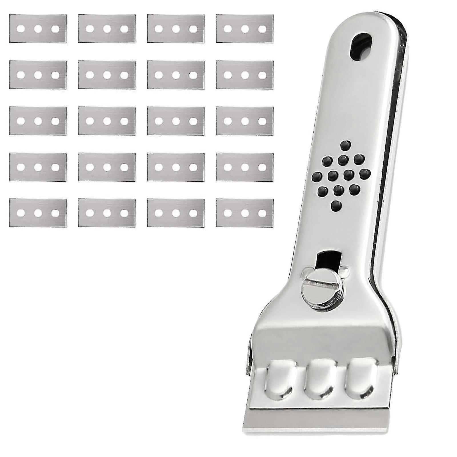 Glass Ceramic Hob Scraper Stainless Steel Glass Scraper Induction Hob Scraper Hob Scraper With 20 Blades, For Windows/mirror