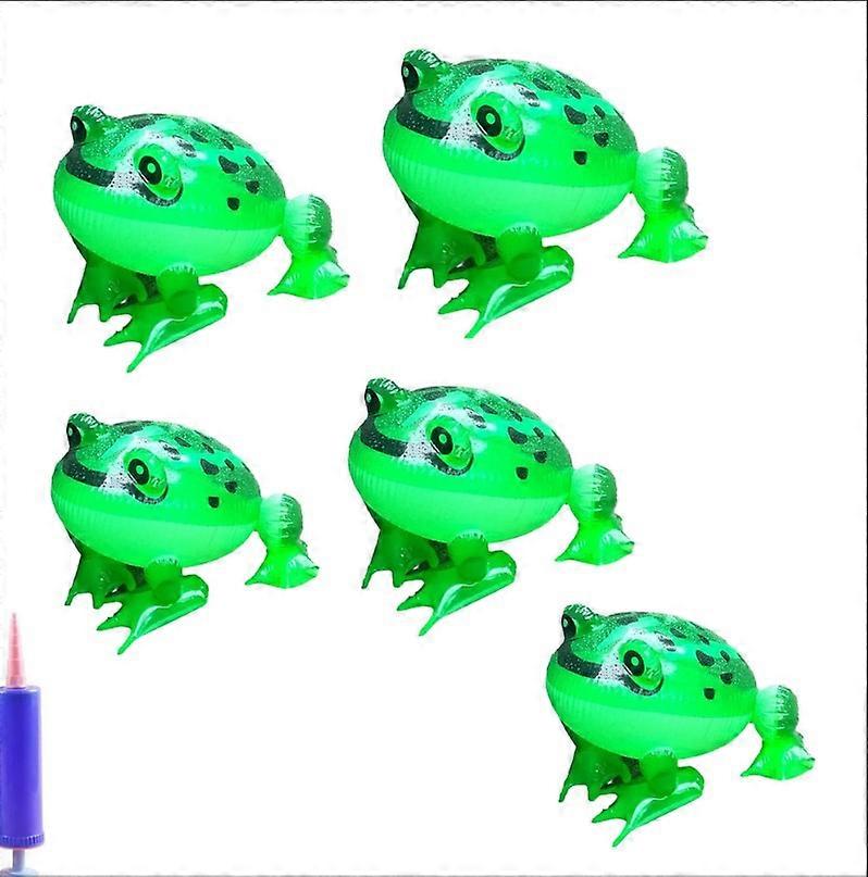 5 balloons, inflatable bouncing frog balloons with pump