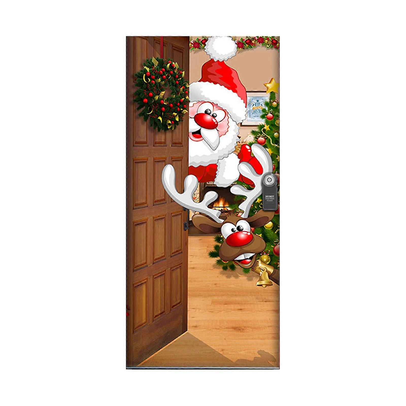 Christmas Santa Banner Background Xmas Hanging Front Door Cover Holiday Decor,100% New