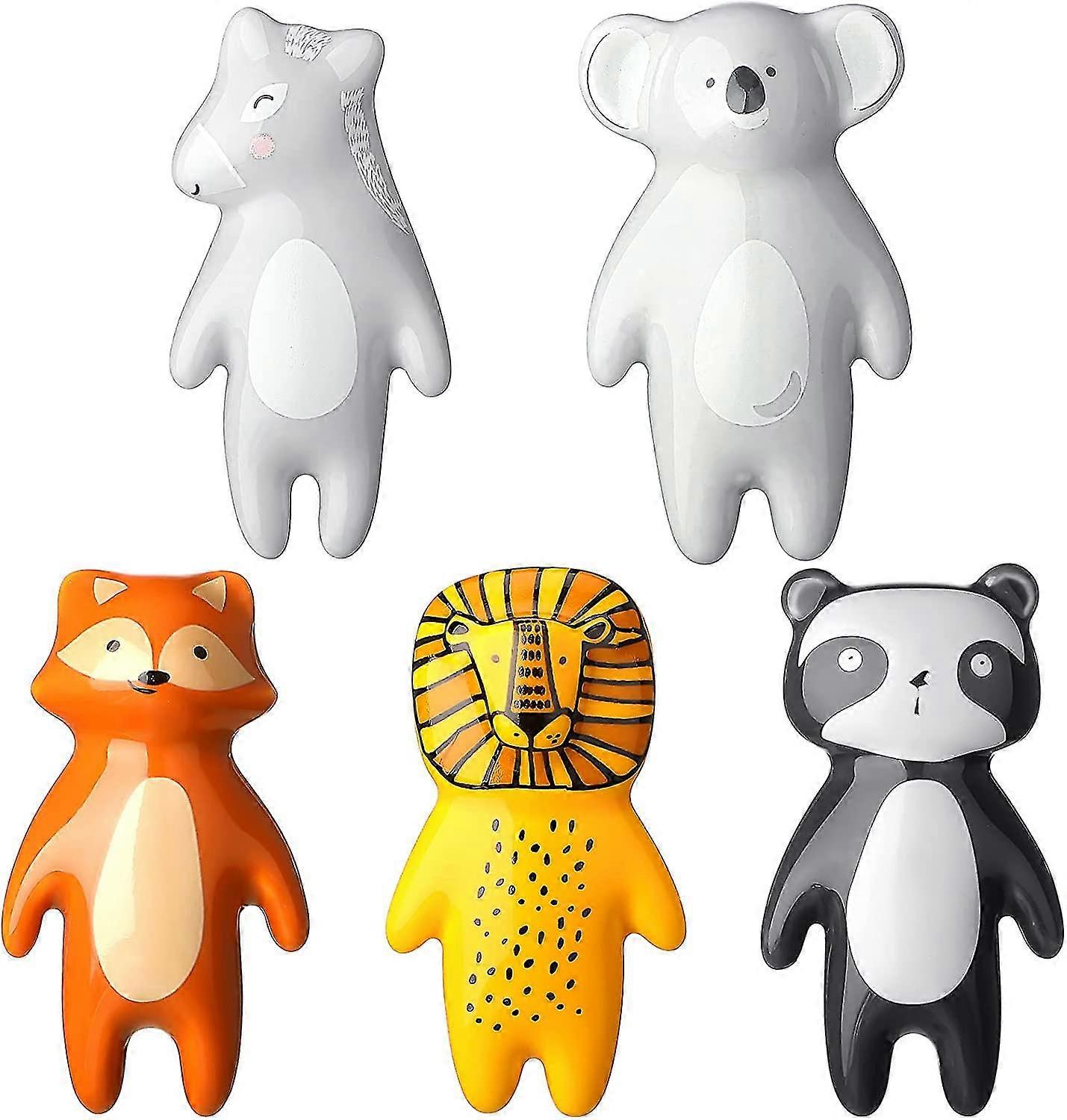 5 Pieces Cute Animal Knobs Kids Handles Ceramic Knobs Animal Drawer Pulls And Knobs Animal Cabinet Knobs