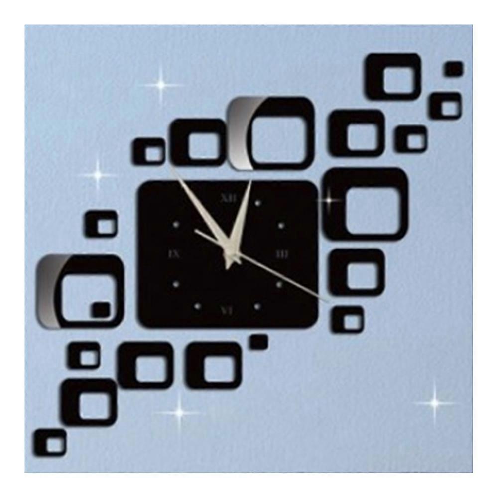 Mirror Wall Clock 3D Decoration Square Holloe