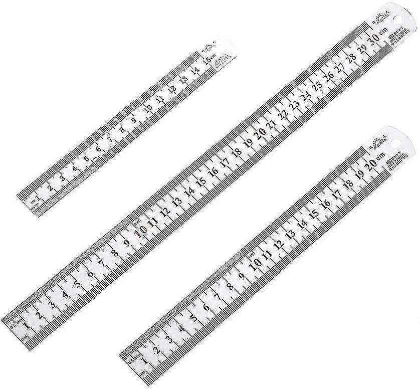 Less Steel Rulers Metal Ruler Double Side Scale Ed Measuring Tool Incg 15cm/20cm/30cm 3pcs For