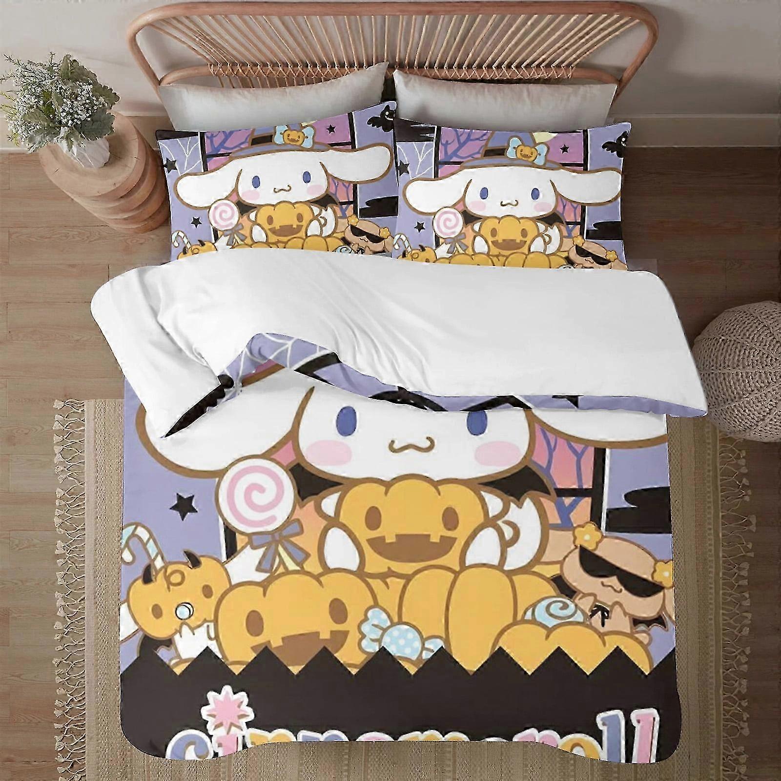 n1624 Lençóis Sanrio Soft3D Impresso Capa de Edredom Conjunto de Cama com Capa de EdredomConjunto de 3 Peças Inclui Fronhas e Capa Mhine Waable (1 Edredom 