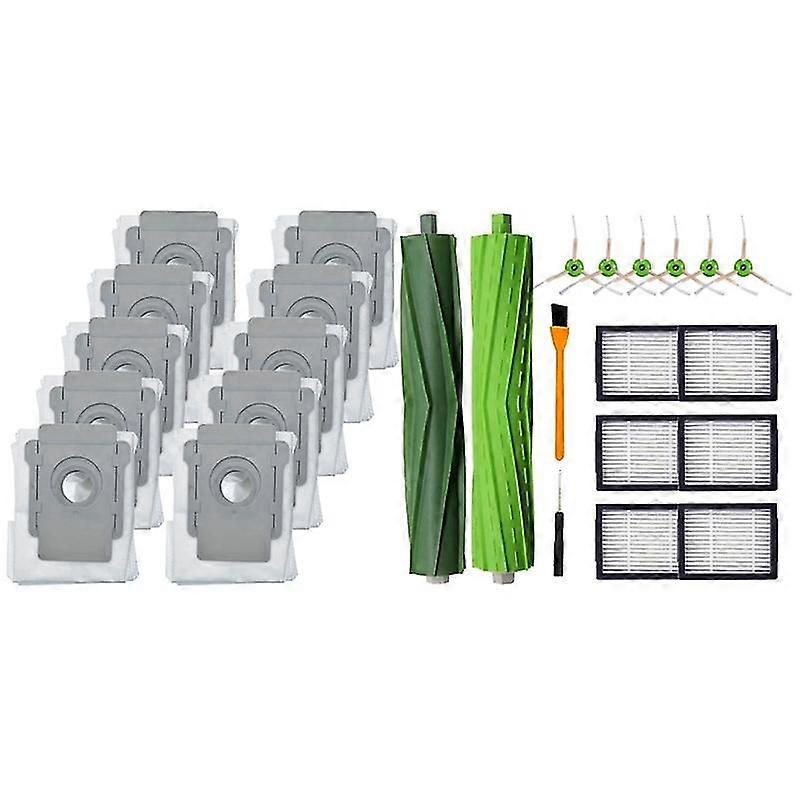 10 包真空袋,适用于 Irobot Roomba I7 I7+/plus S9+ (9550) 和 1 套滚刷、边刷、过滤器