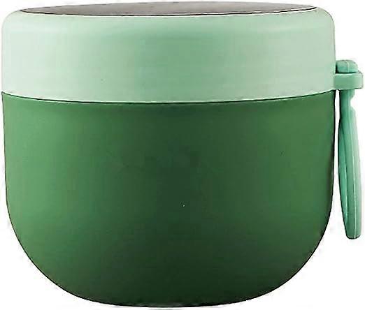 Assorted breakfast cup (green) leak proof yogurt cup with spoon, practical portable Assorted breakfast cup, 600ml outdoor snack can