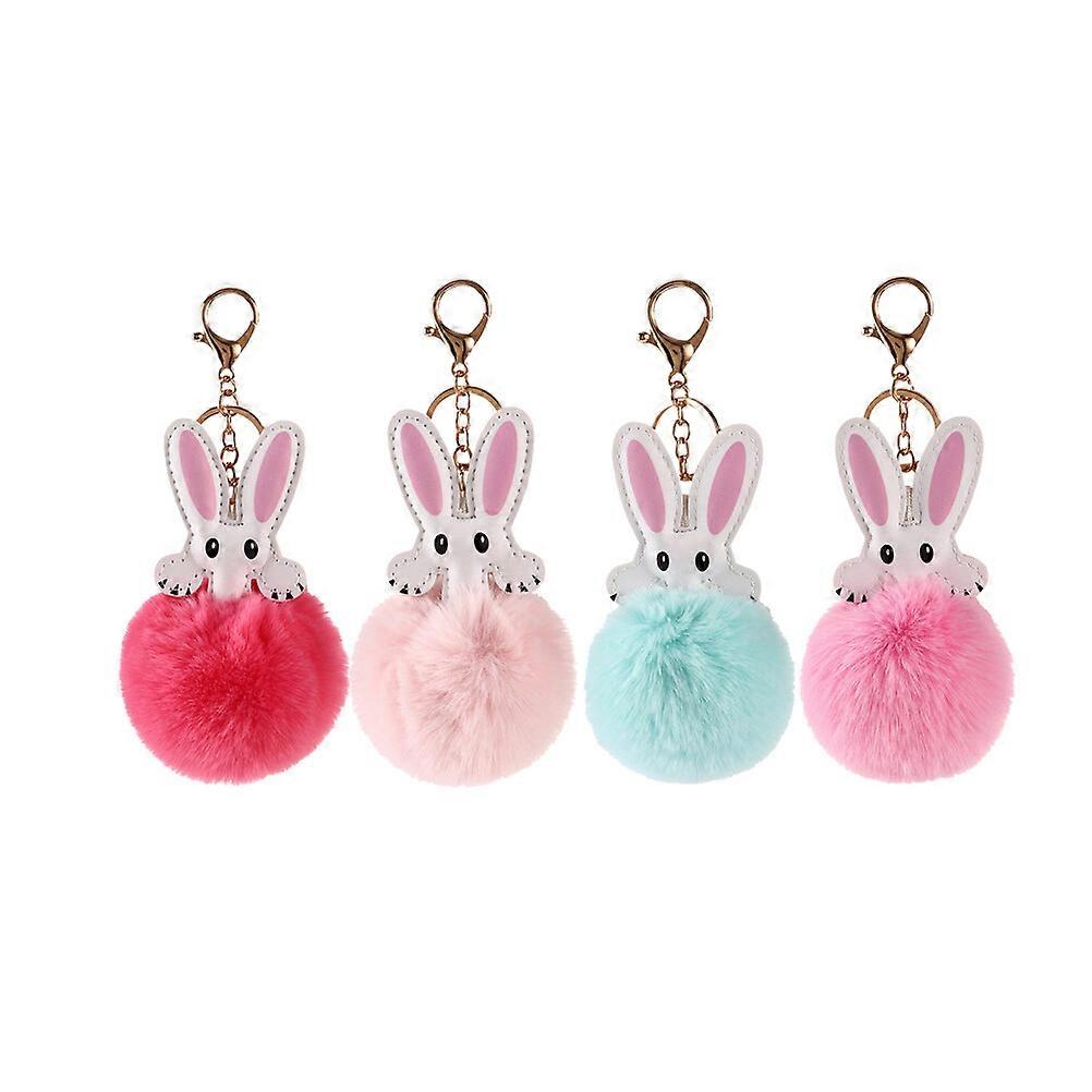 4 Pcs Car Plushies Rabbit Keychain Plush Rabbit Toy Animals Plush Toy Pendant Adorable Keychain