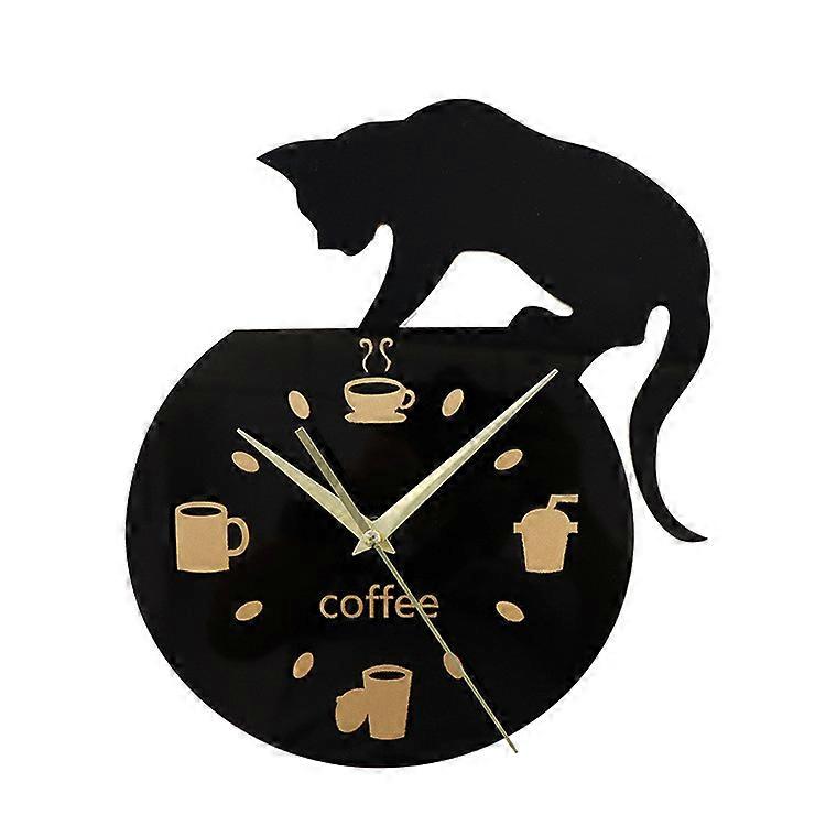 Simple and Cute Cat Cartoon Creative Silent Wall Clock