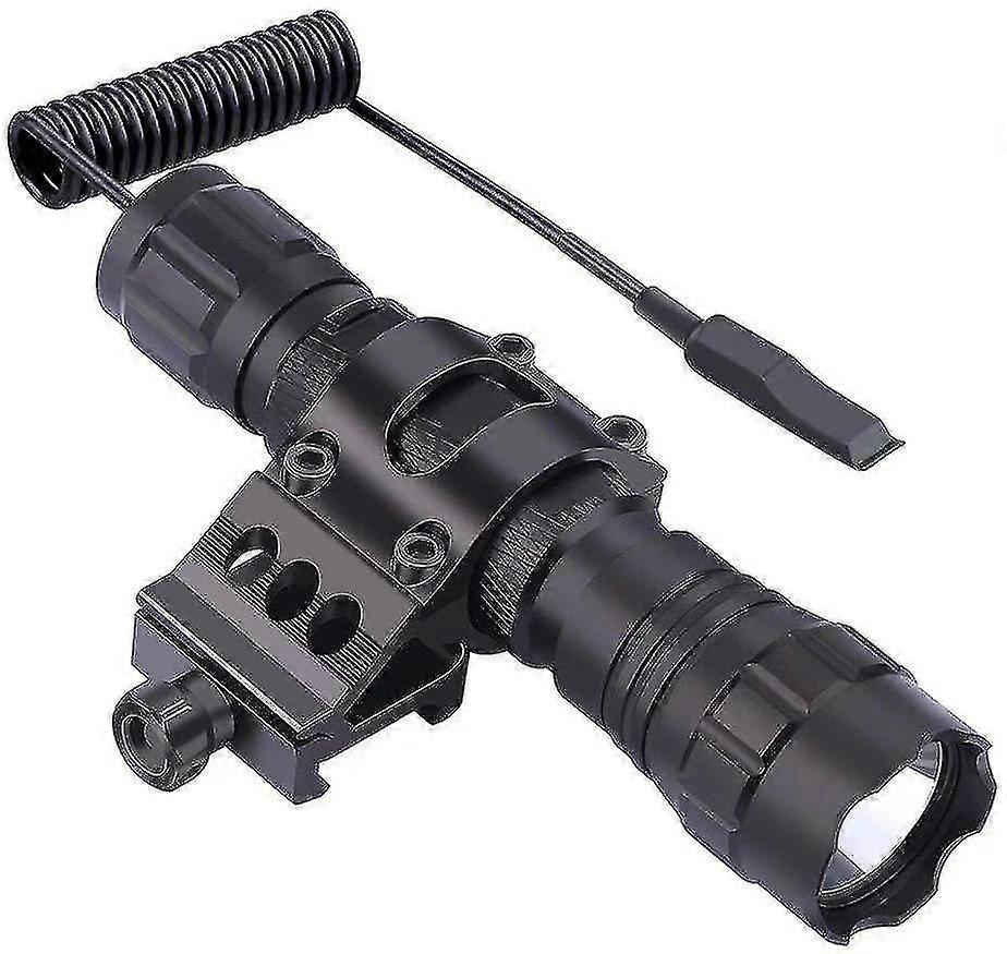 Led Tactical Flashlight, 1 Flashlight Mode, With Push Button Switch And 45 Mounting Rail, Side Offset Ring