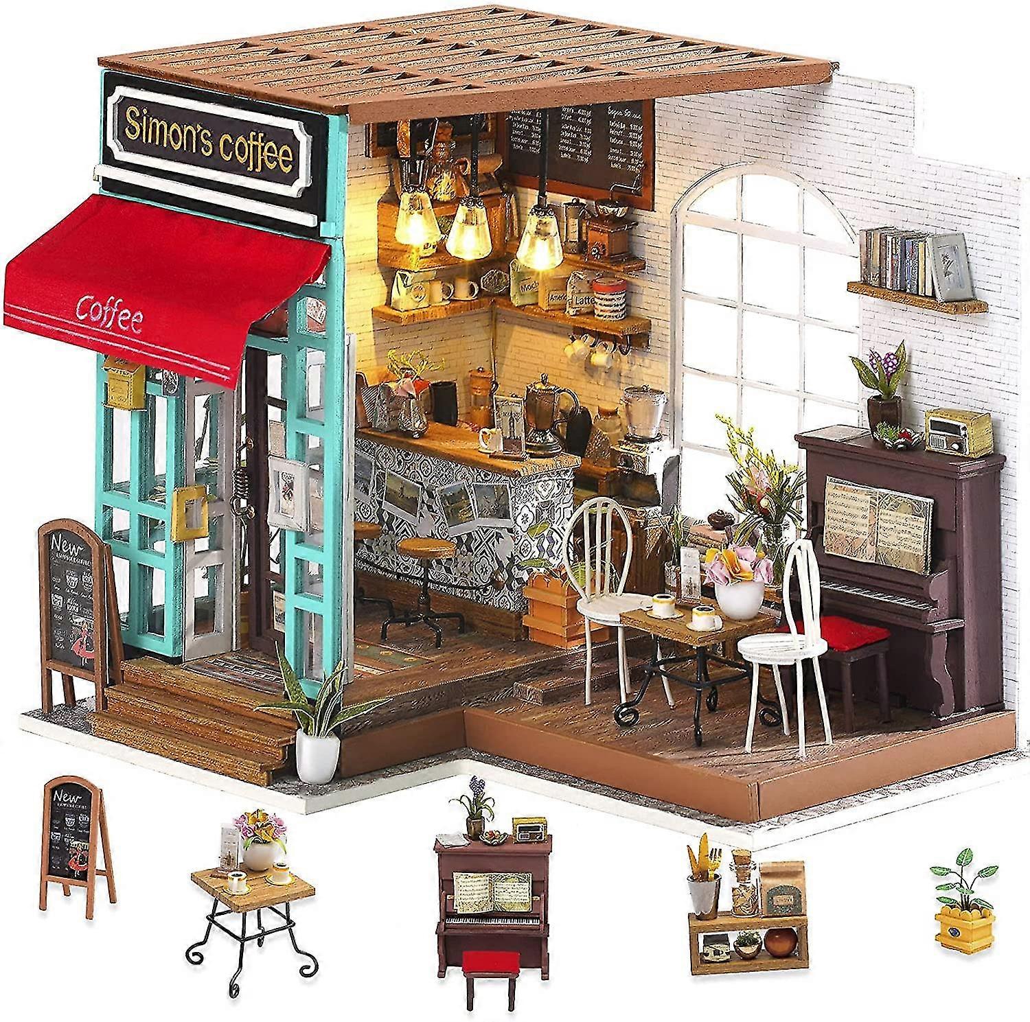 Wooden Simmon's Coffee Dollhouse
