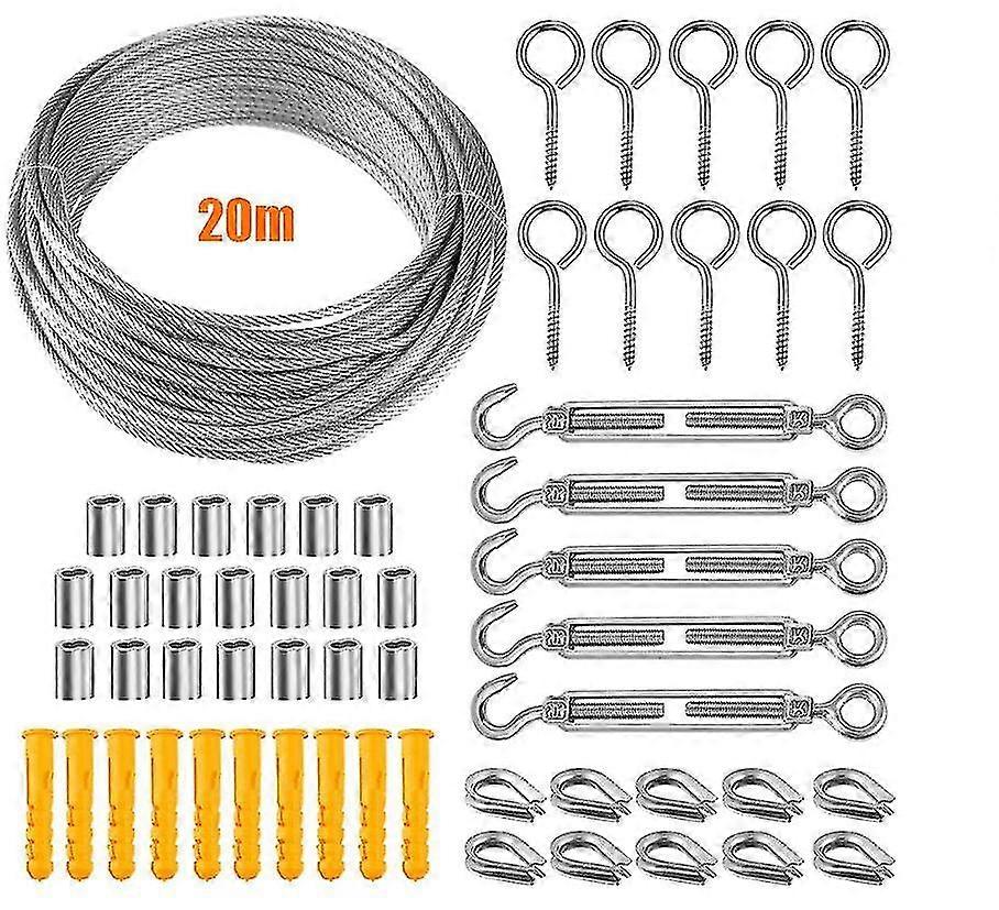 304 طقم تعليق حبل من الفولاذ المقاوم للصدأ ، كابل من الفولاذ المقاوم للصدأ مطلي بالنايلون ، شداد كابل فولاذي بولي كلوريد الفينيل ، لحبل الخيمة ، حبل الغسيل ، الثريا الخارجية ، G