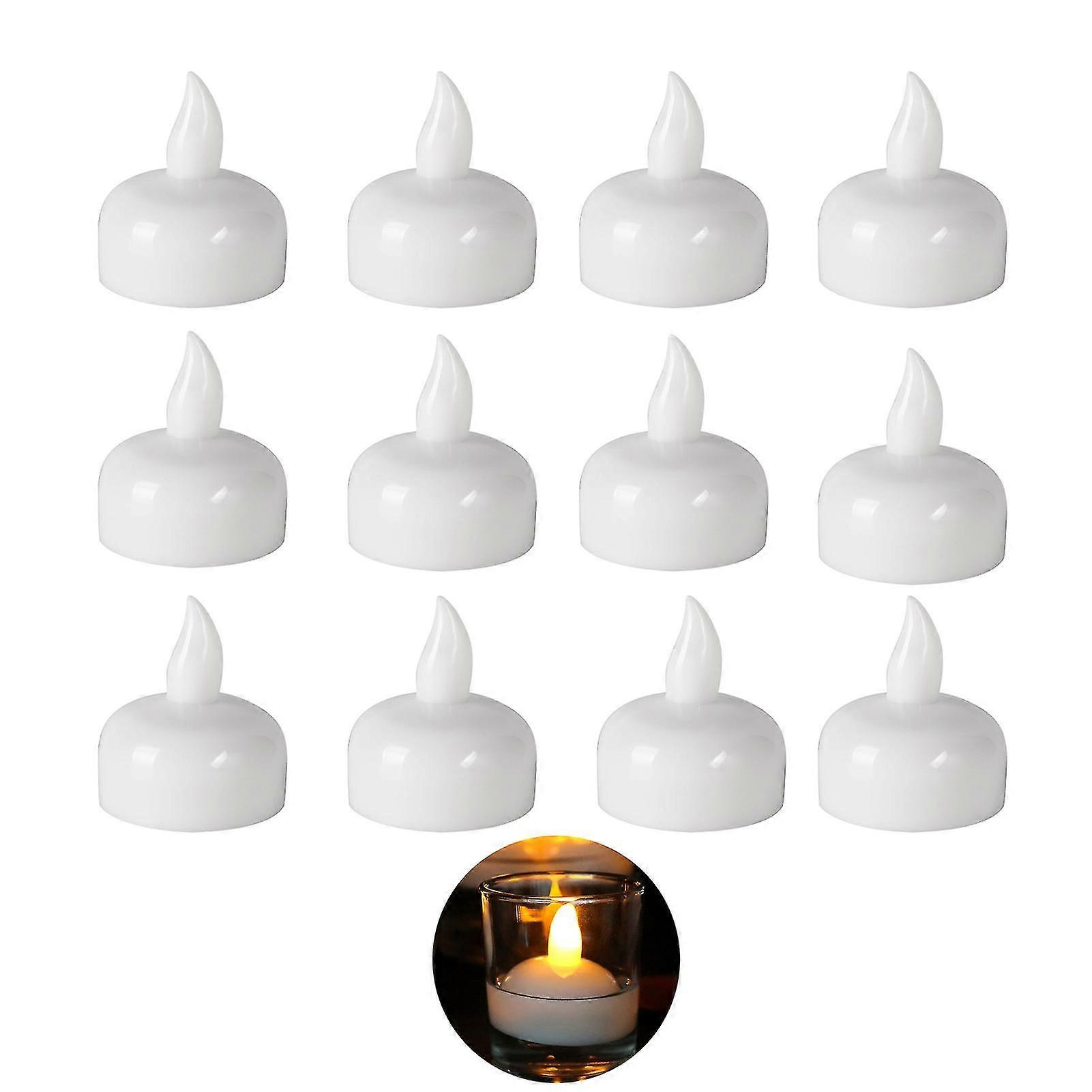 12pcs/set Flameless Candle Floating Battery Operated Multi-color Smokeless Tea Light Candle For Home