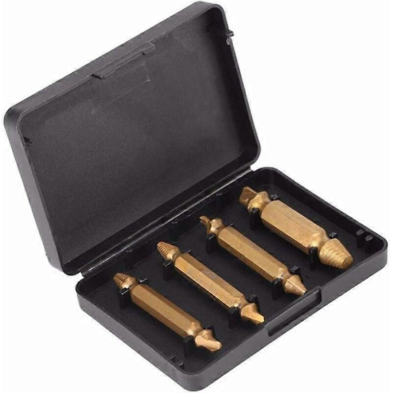 Drill 4pcs S2 Titanium Broken Bolt Screw Damage Remover Extractor Drill Bits Easy Back Stud Screw Extractor