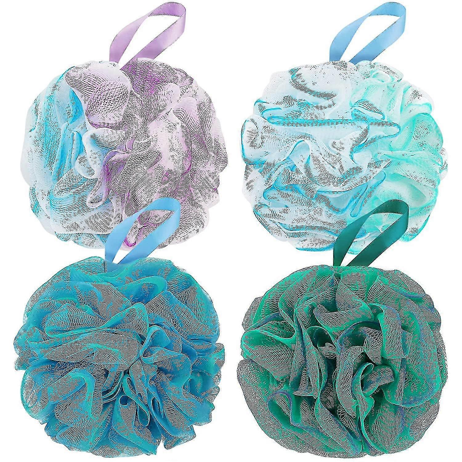 4 Pack Bath Sponge Soft Exfoliating Shower Bath Balls Loofahs
