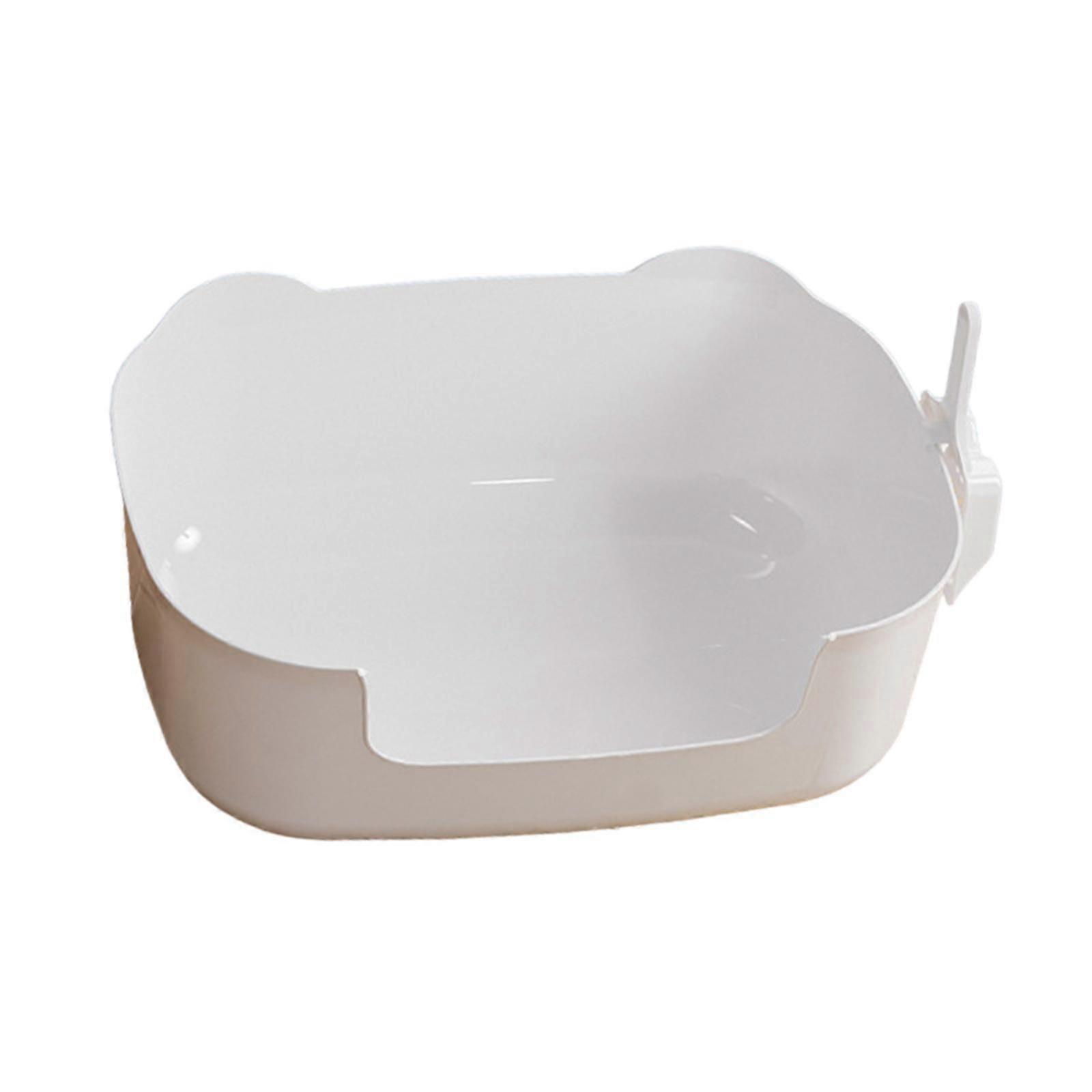 Open Litter Boxes with Spade with High Side Cat Toilet Sandbox for Indoor Cats white