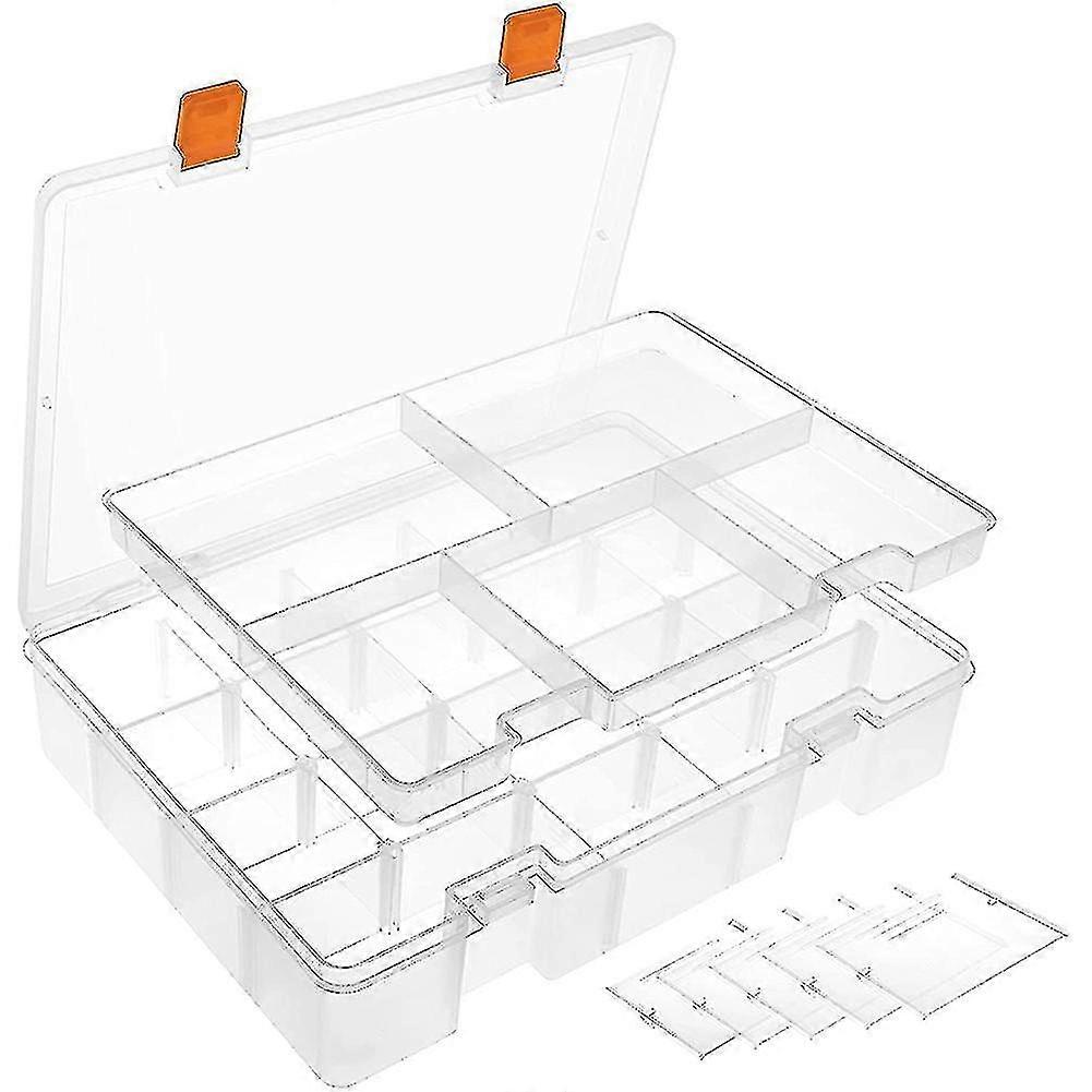 White 23 Grid Adjustable Plastic Storage Box - 2-Layer