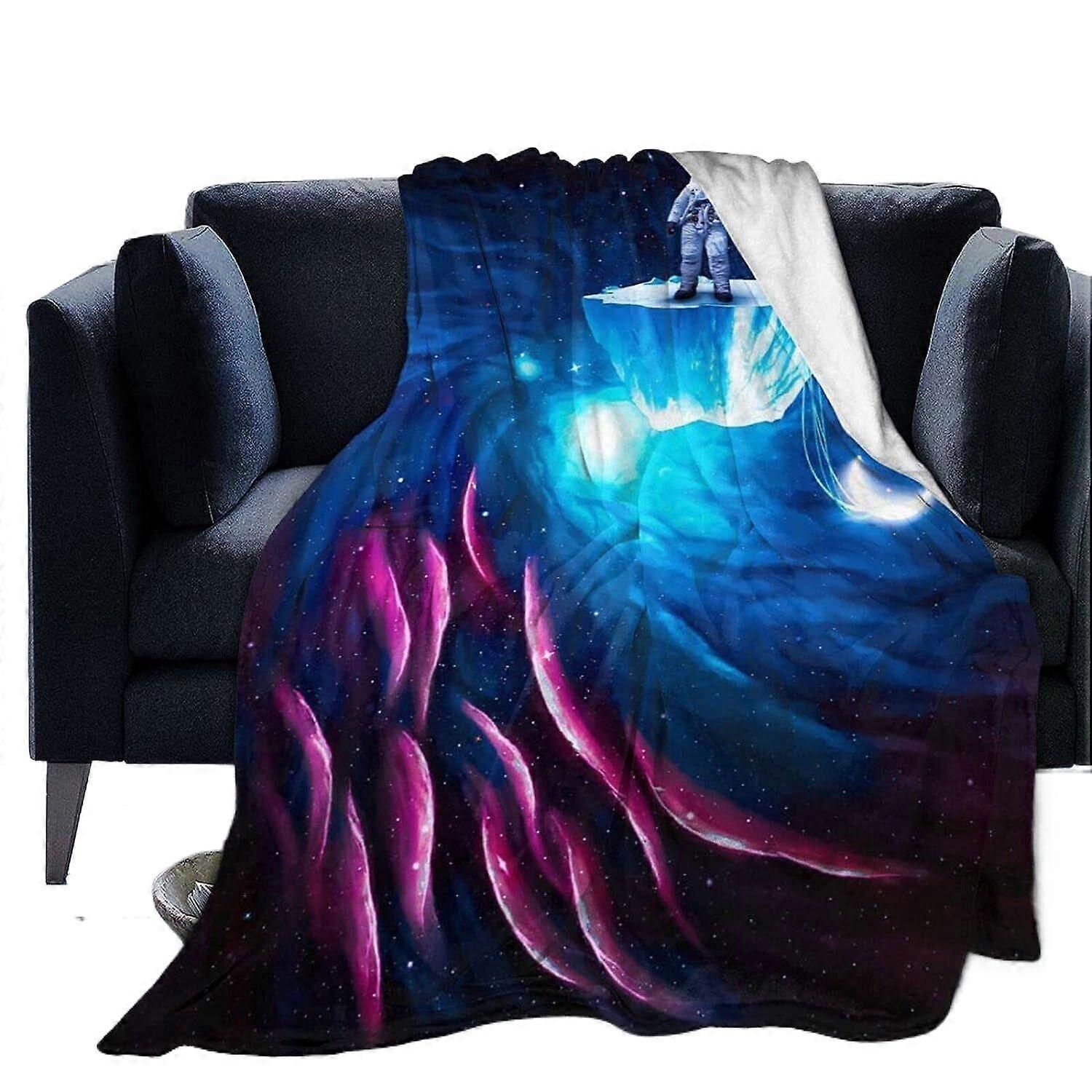 Astronautas em blocos de gelo ultra quentes cobertores de microfibra reversíveis super macios para sofá-camaPolegada-R1729