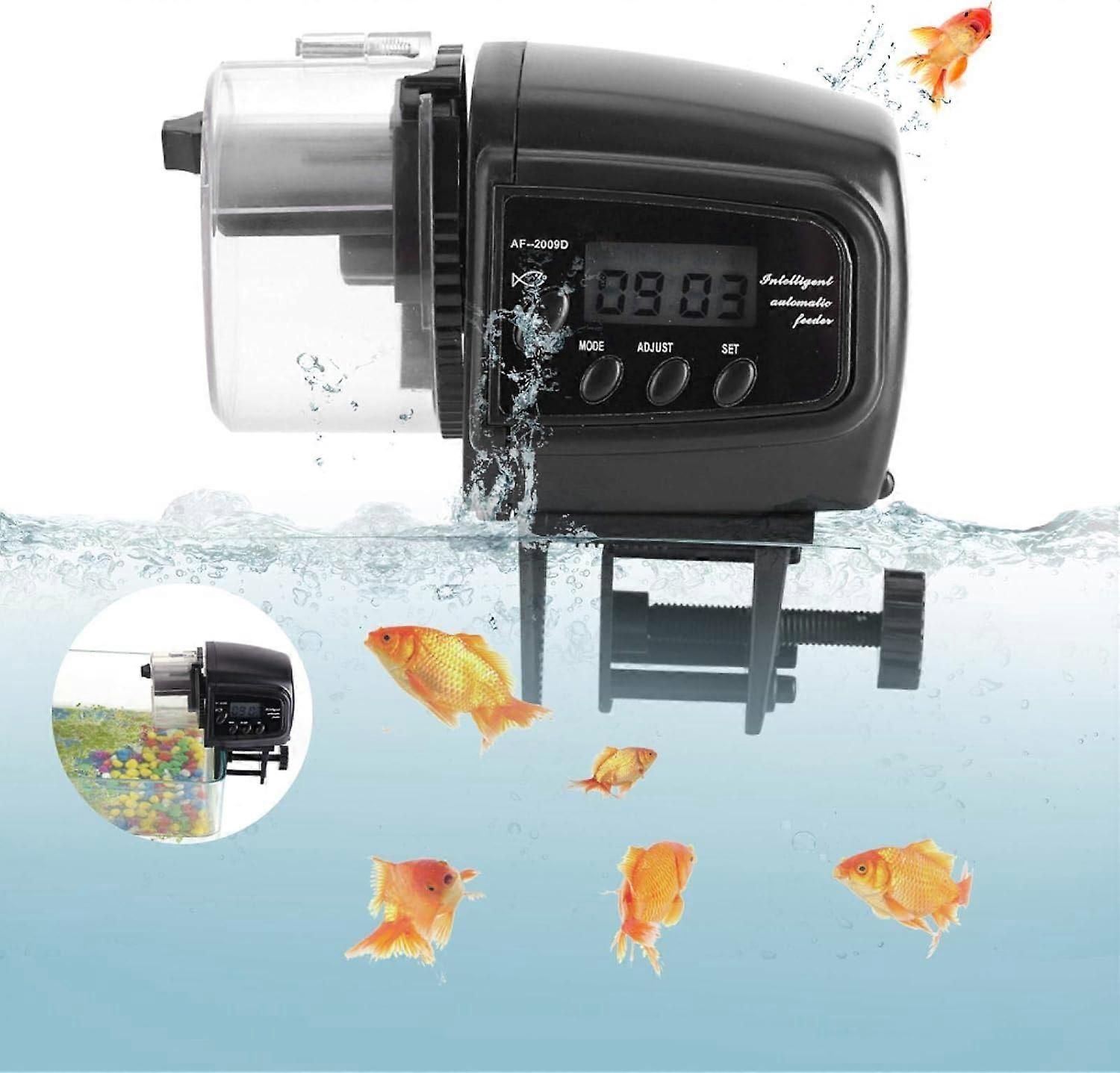 LCD Digital Fish Feeder Electronic Fish Feeder Dispenser Automatic Timer Aquarium Tank Feeding Machine