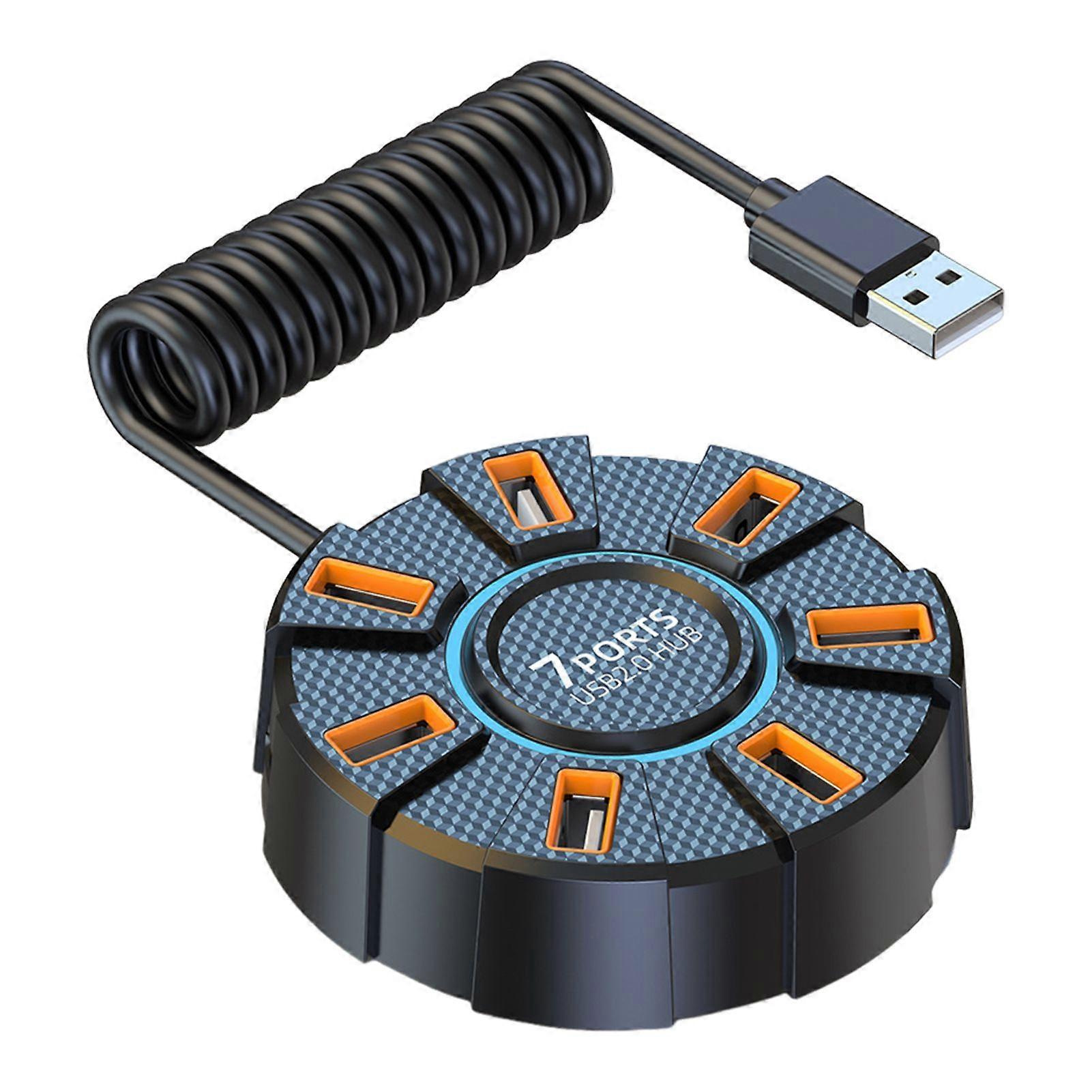 USB HUB Docking Station with 7 Ports High-Speed Data Transmission Anti-Interference Design Over-Current Protection Expansion Dock