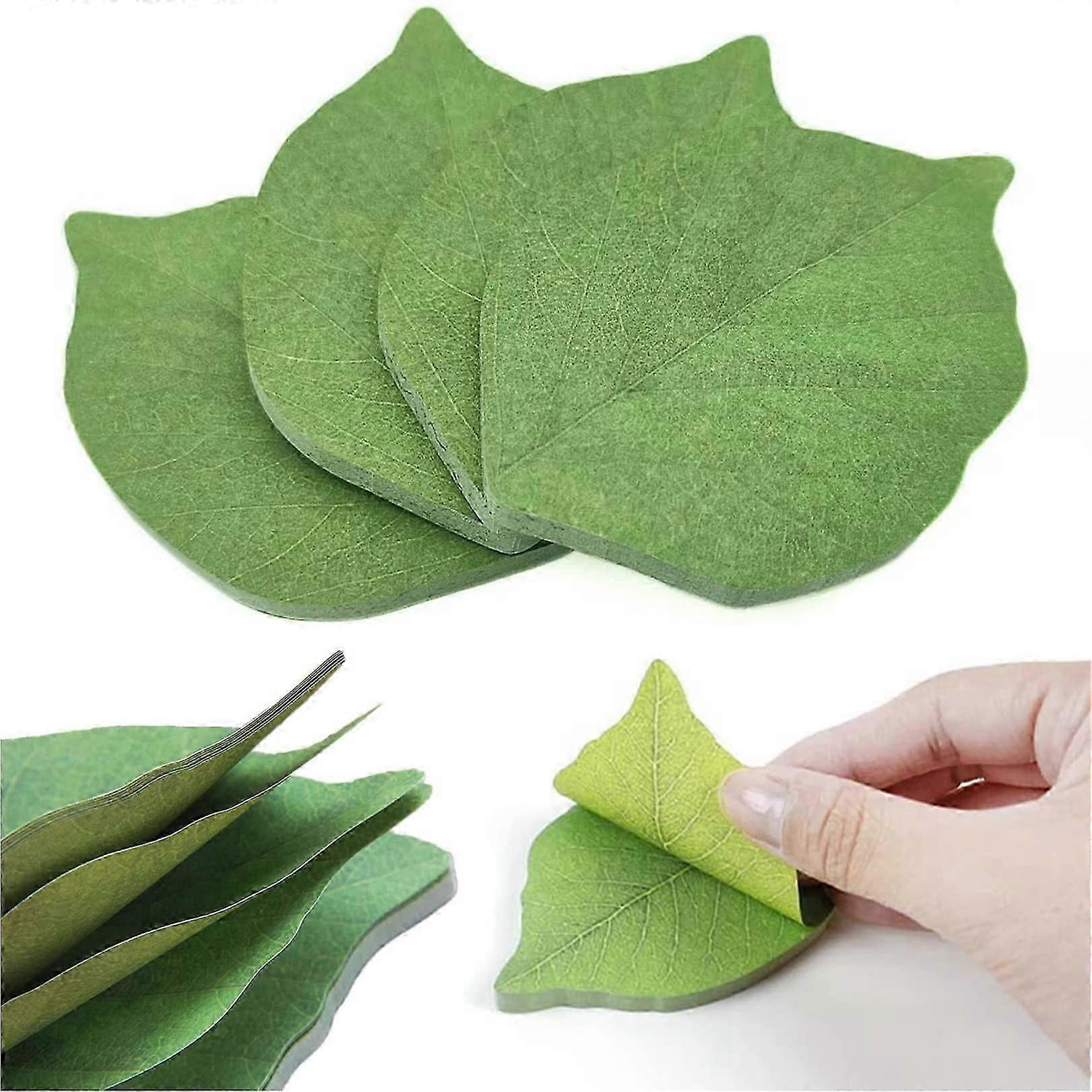 4 Packs 200 Vellen Sticky Notes Stickers Verwijderbare Self-stick Notes Scratch Pads Mooie Groene Bladvormige Sticky Notes Stickers