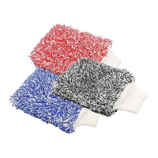3 Pcs Microfiber Wash Mitts Scratch-Free Lint-Free Car Wash Gloves Absorbent Automotive Car Cleaning Mitt