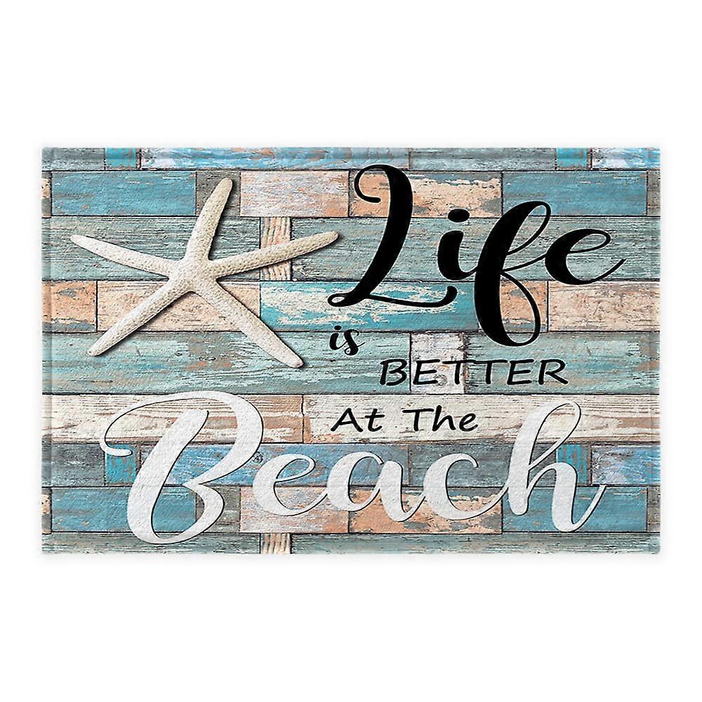 Rustic Beach Coastal Theme Design Nautical Ocean Quote Style Bath Mat for Bathroom