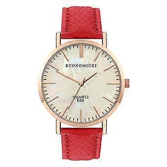 Fashion Men Women PU Leather Wrist Watch Analog Display Delicate Quartz Watch(Red)