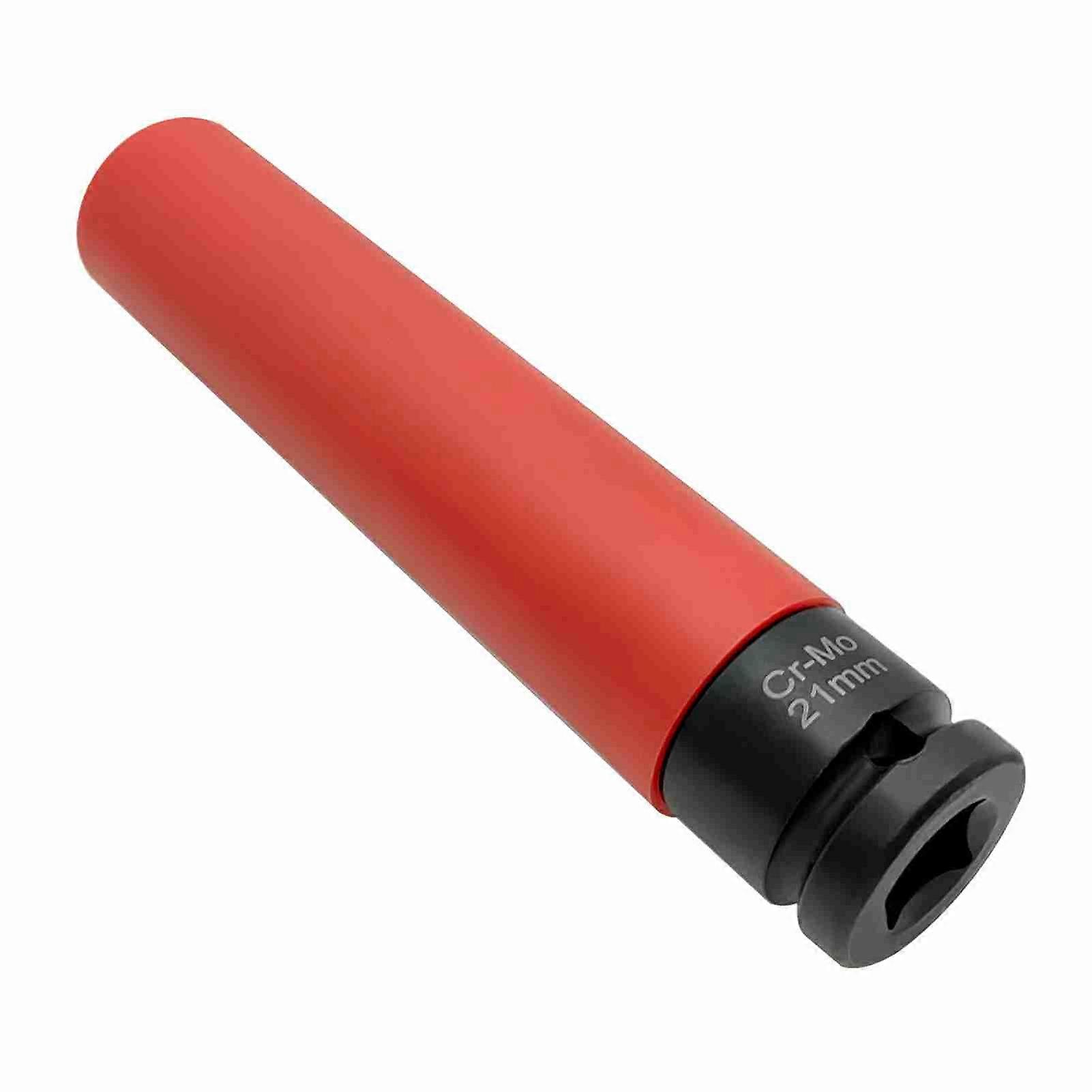 1/2'' Drive 21 mm Lug Nut Impact Socket, CR-MO Non-Marring Extra Deep Thin Wall Wheel Lug Nut Socket