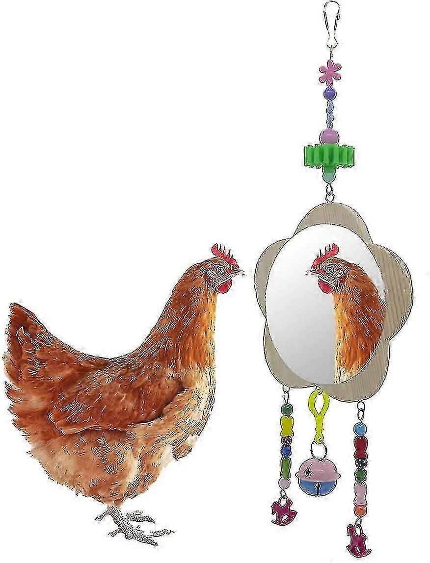 Chicken Toy Swing Mirror Hanging Bell And Molar Chicken Toy Bird Toy Mirror Chicken Mirror=