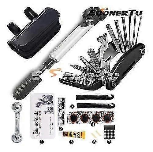 Wotow Bike Repair Set Bag Bicycle Multi Function 16 In 1 Tool Kit Hex Key Wrench Tire Patch Lever Portable Handy Multi Tool Maintenance Fix Mini Set F