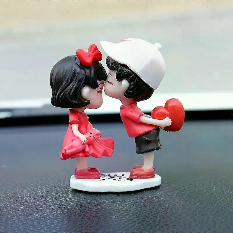 Araba için Çift Sevimli Süsler, Araba Dekorasyonu Sevimli Karikatür Çiftler Aksiyon, Karikatür Araba Pano Süslemeleri, Sevimli Sevimli Öpücük C