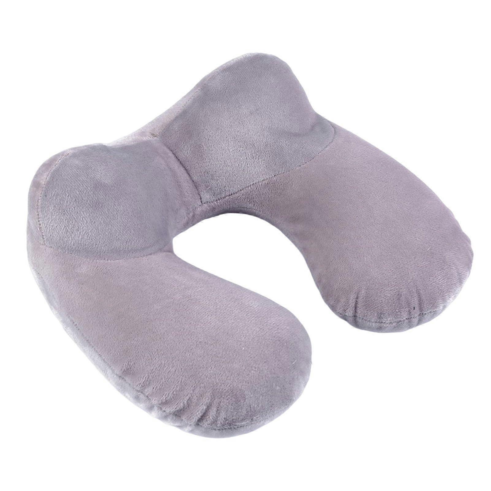 Inflatable Pillow U Shape Hump Design Extended Collar Highly Elastic No Strangulation Fit Cervical Spine Travel Pillow Office Accessory